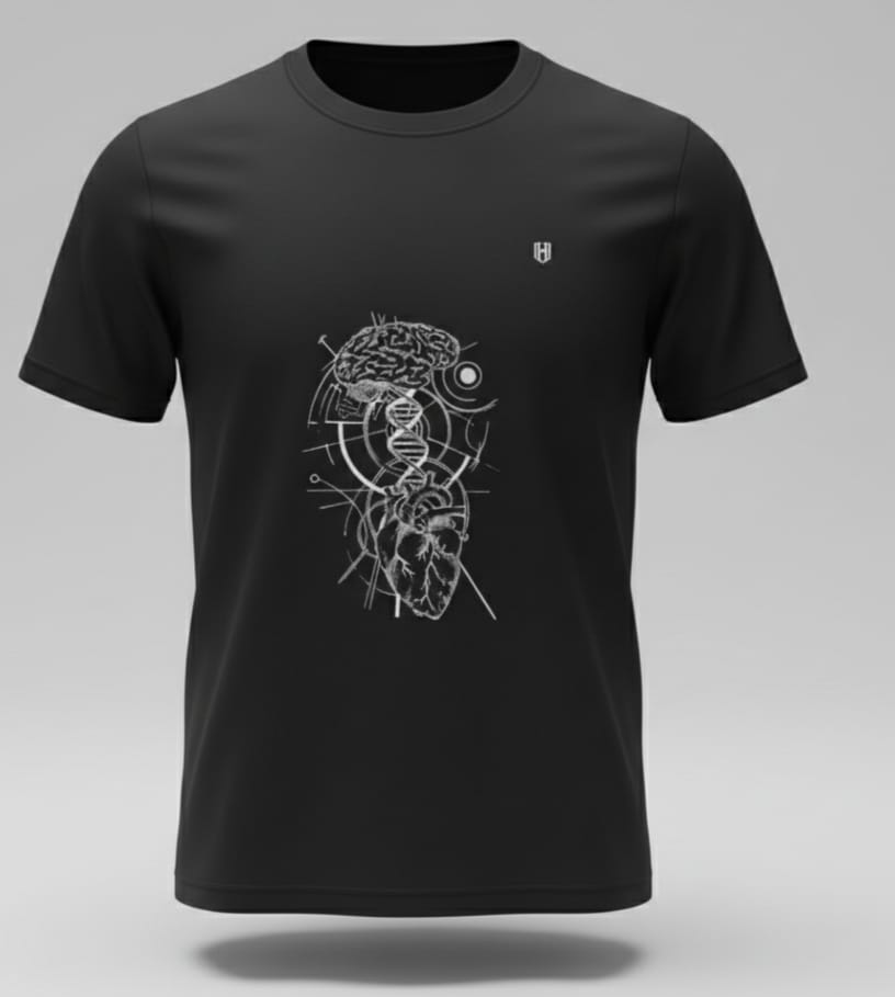 Heart and Brain joint design for Men black T-shirt
