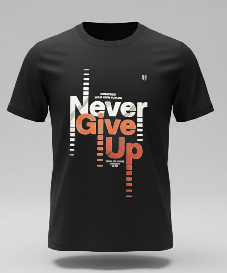 Navy blue Men T-shirt, Never Give Up design