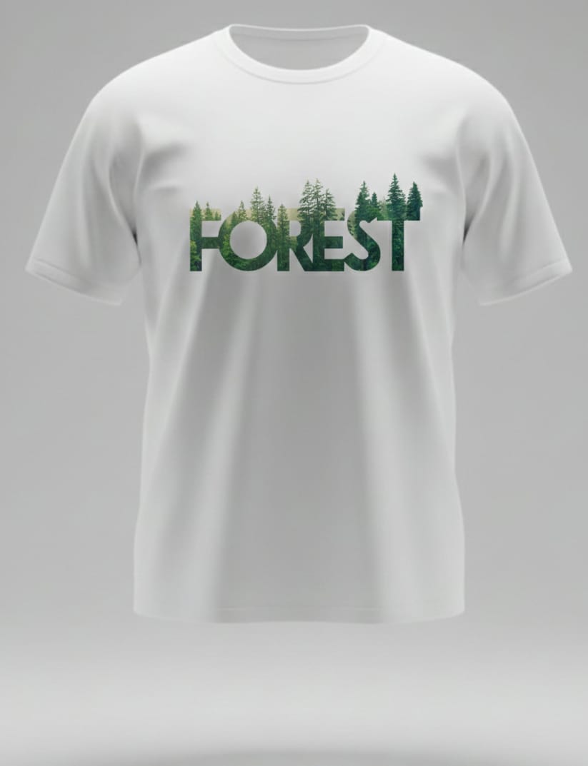 Forest Green Logo, White T-Shirt for Men
